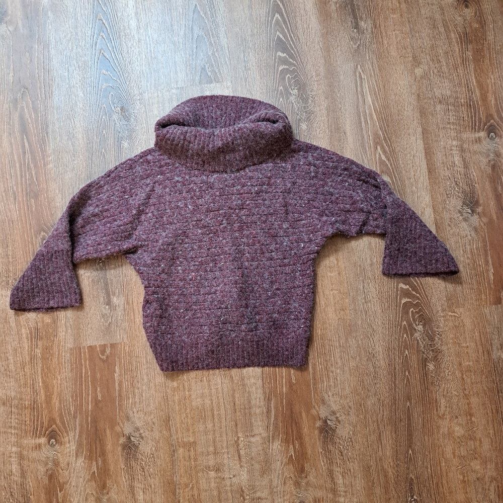 Purple Cowl Neck Wool Sweater